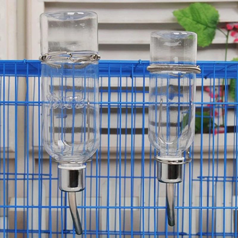 Pet Stainless Steel Hanging Waterer Small Pet Water Drinking Bottle