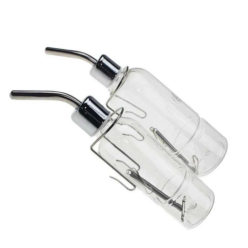 Pet Stainless Steel Hanging Waterer Small Pet Water Drinking Bottle