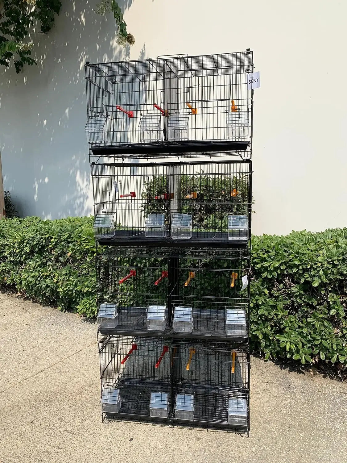 Set of 4 Stackable Breeding Bird Cage Small Birds (Black)