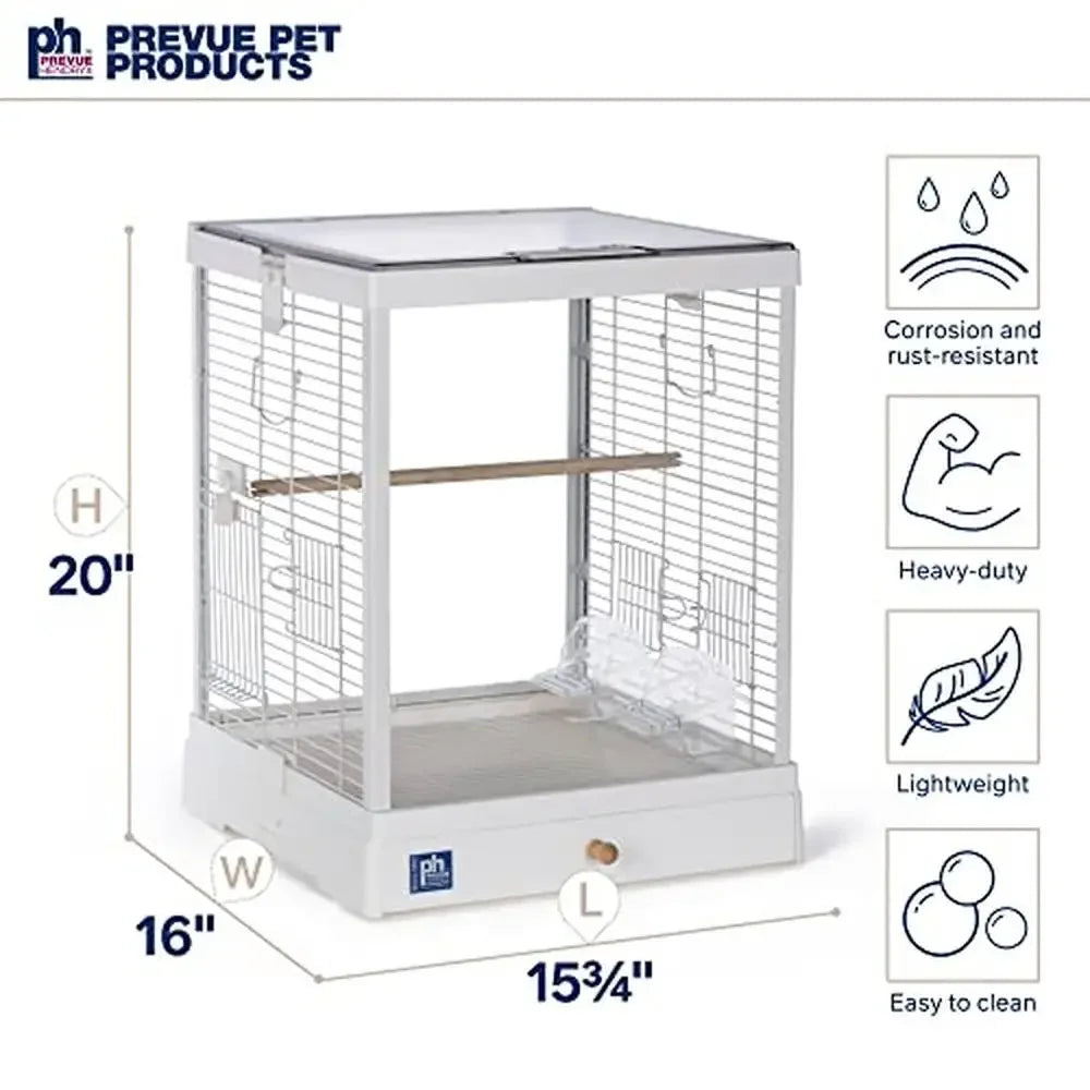 Glass Bird Cage Small Birds with Toy Hanger Ideal Tabletop
