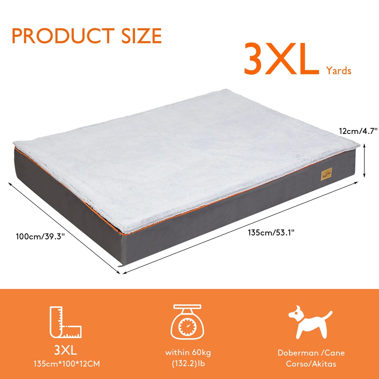 Large Padded Orthopedic Dog Bed with Washable Cover