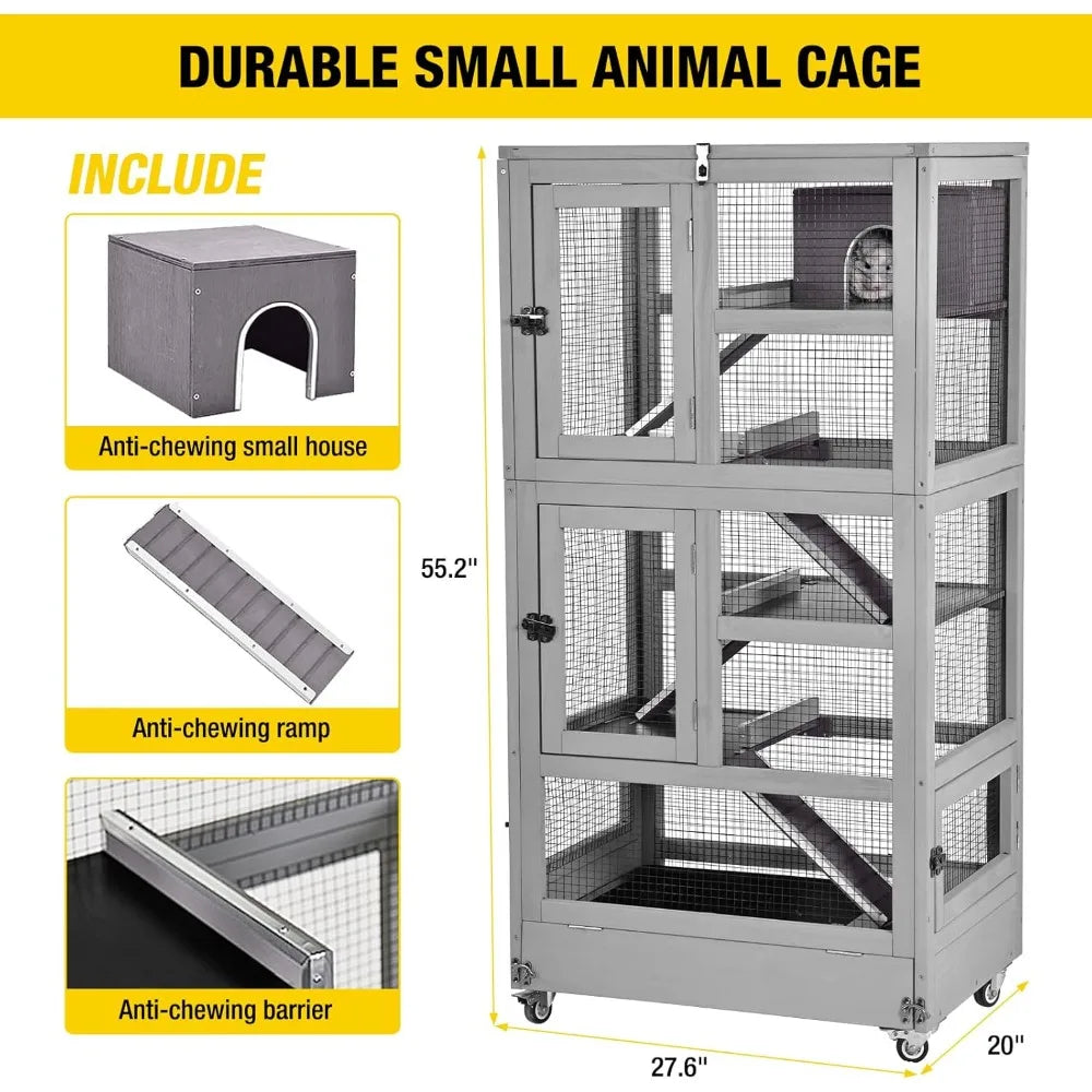 Ferret Cage Chinchilla Cage for Rat,Lizard,Squirrel, Chameleon,Gerbils and Other Small Animals