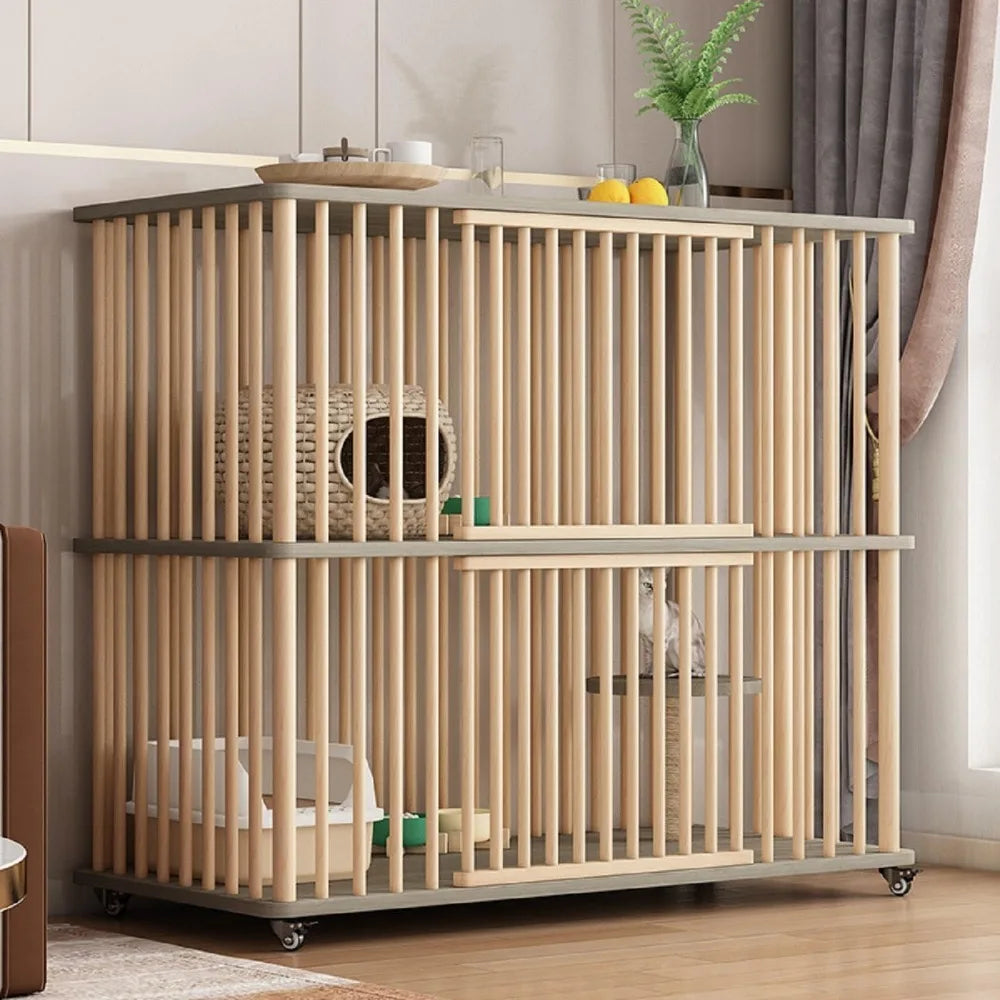 2 Tiers Cat House Crate with Scratching Post