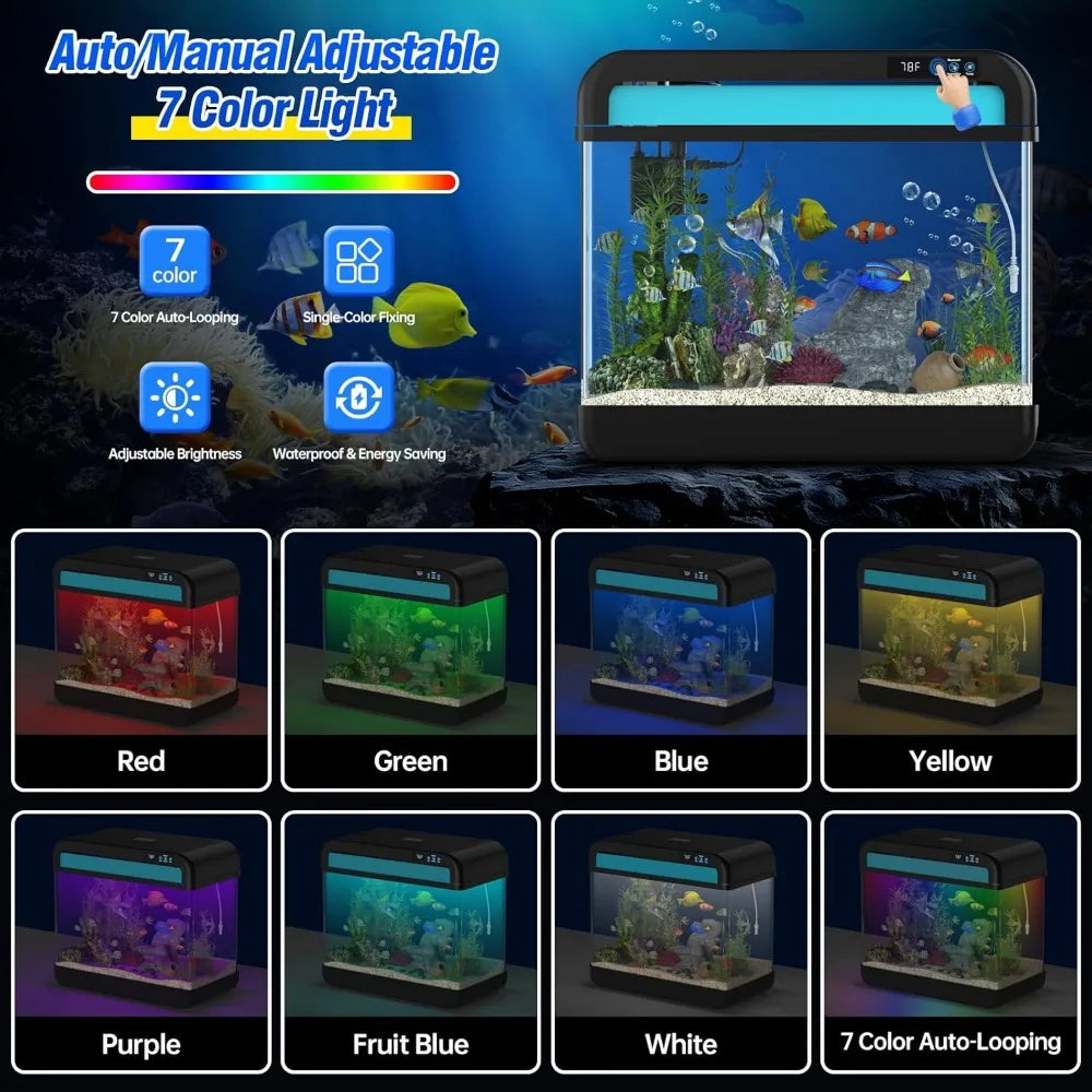 Fish Tank Aquarium 6.3 Gallon with Bluetooth Music Humidifier