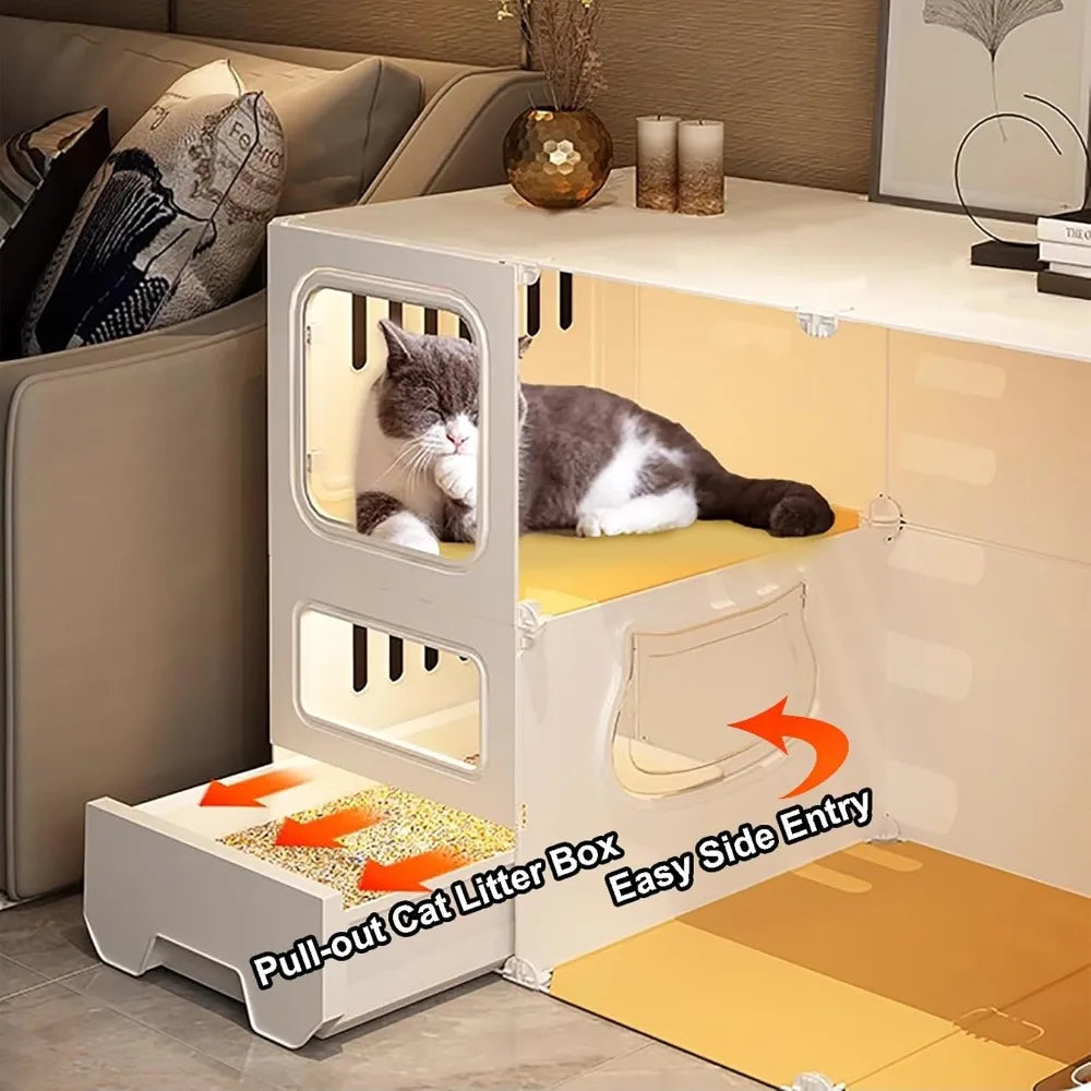 Cat Cages Indoor with Litter Box,
