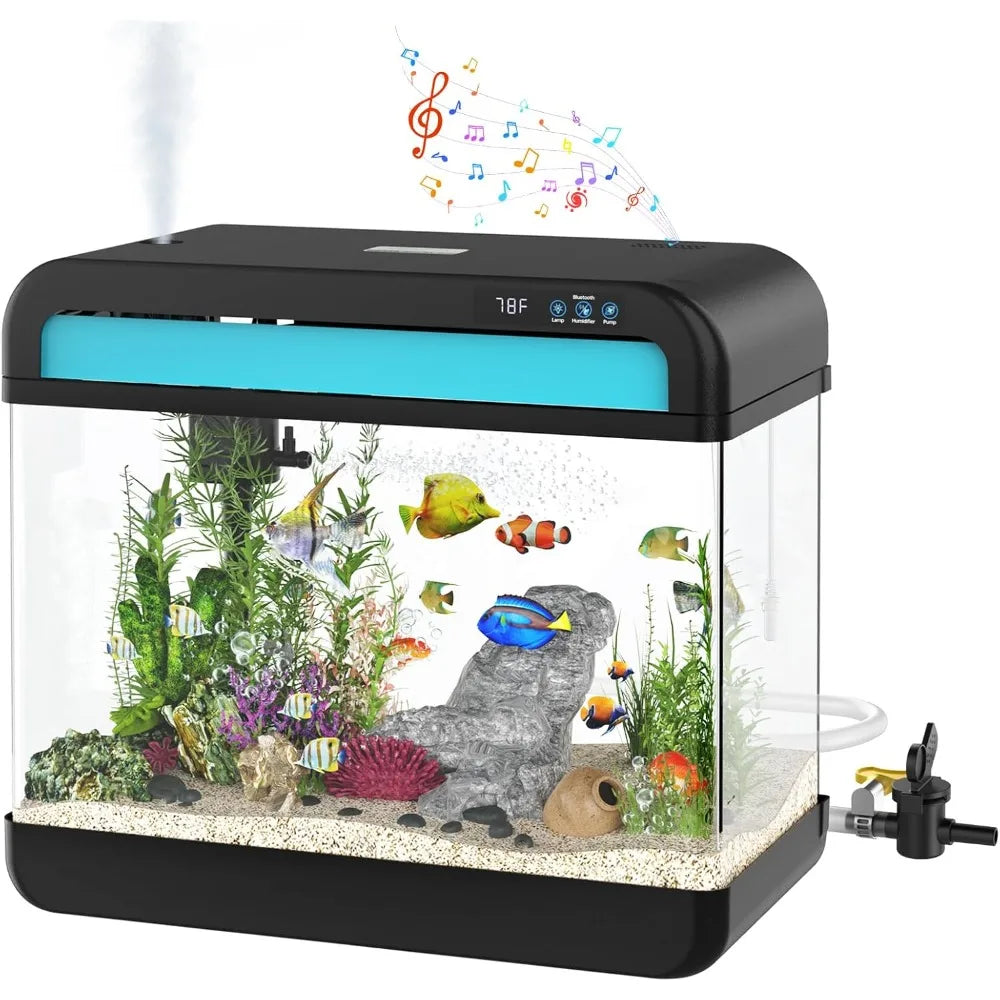 Fish Tank Aquarium 6.3 Gallon with Bluetooth Music Humidifier
