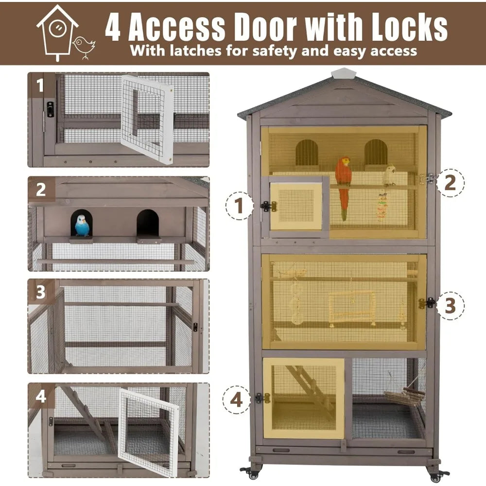 Flight Bird Cage Outdoor Large Wooden