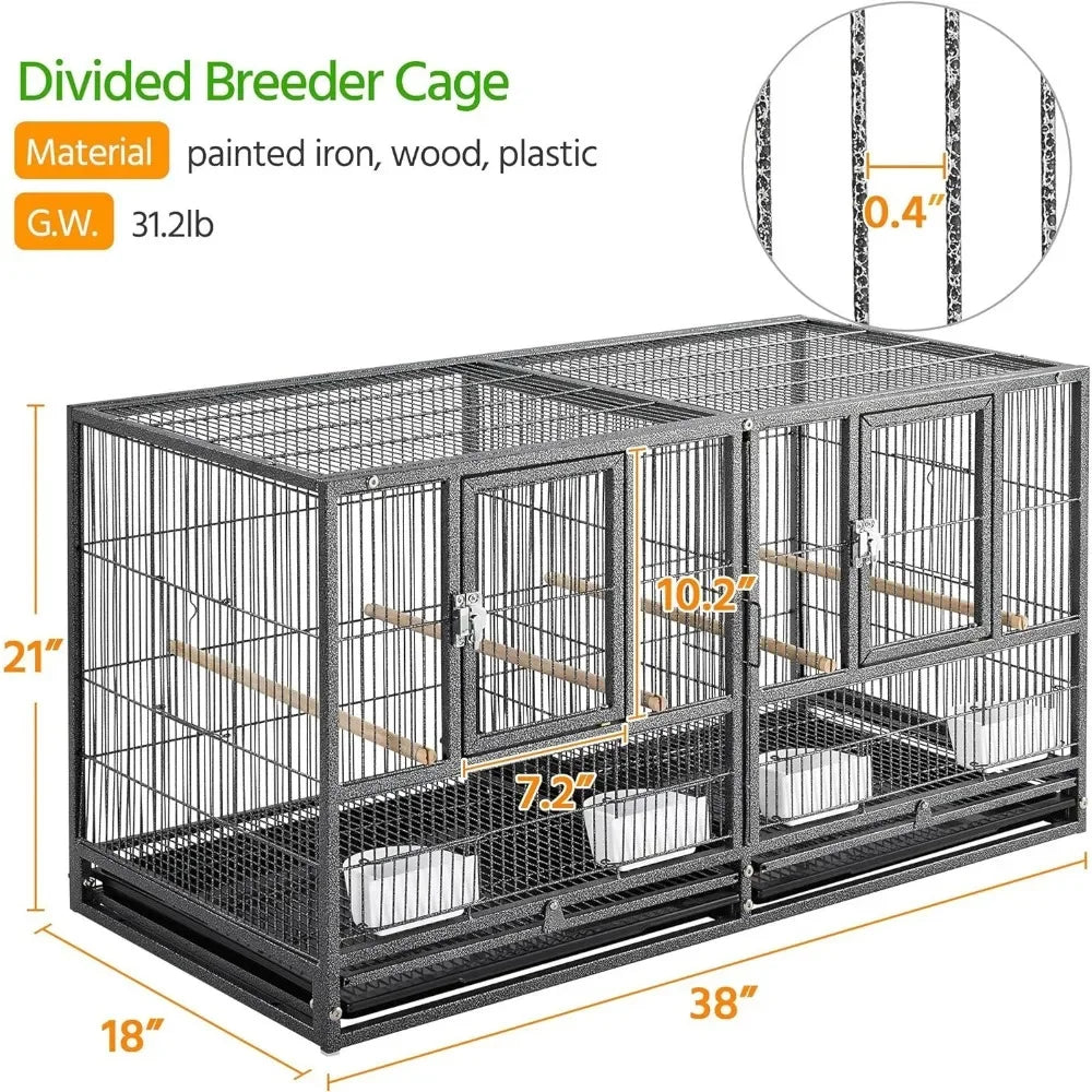 Stackable Bird Cage Divided Breeder Breeding Bird Cage Black