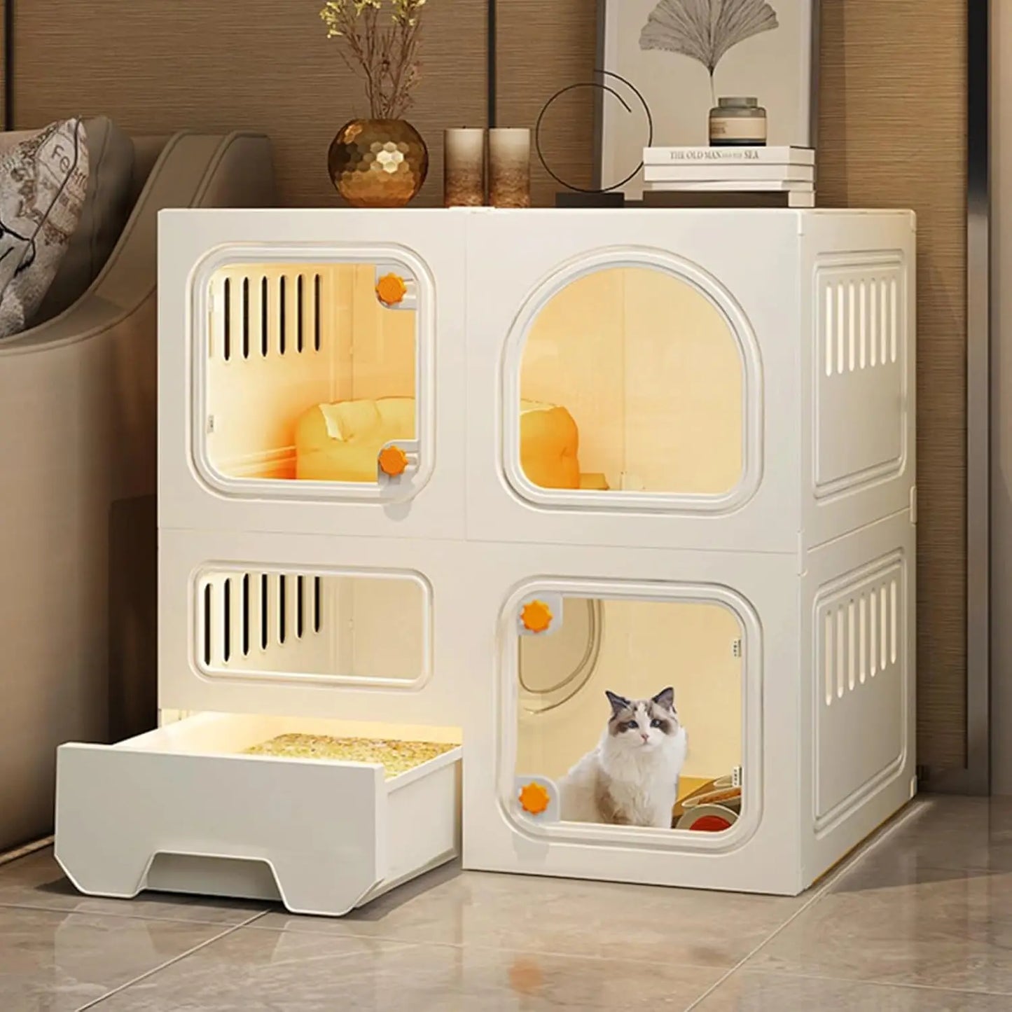 Cat Cages Indoor with Litter Box,