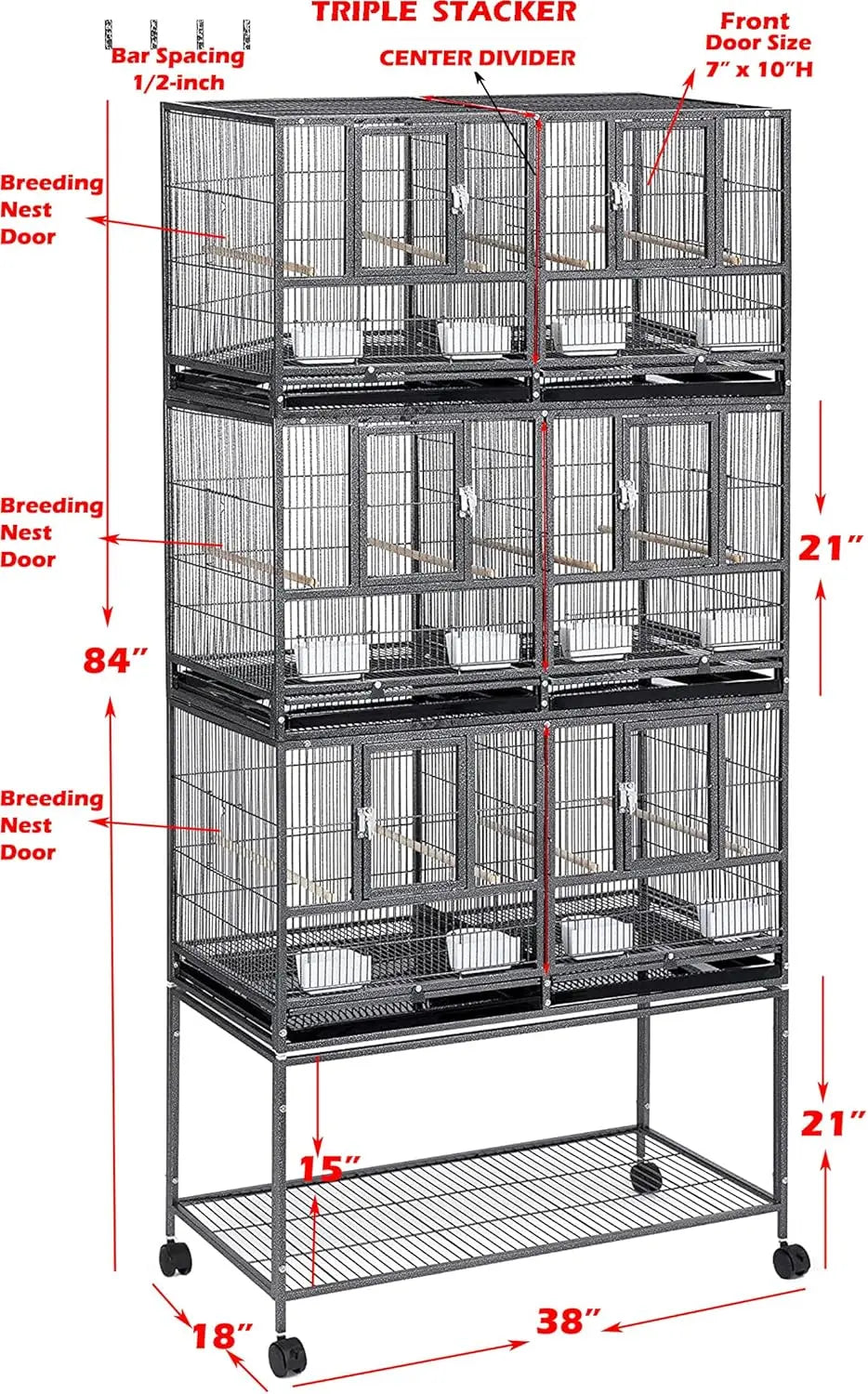 Combo Breeding Stacker Center Divided Breeder Bird Flight