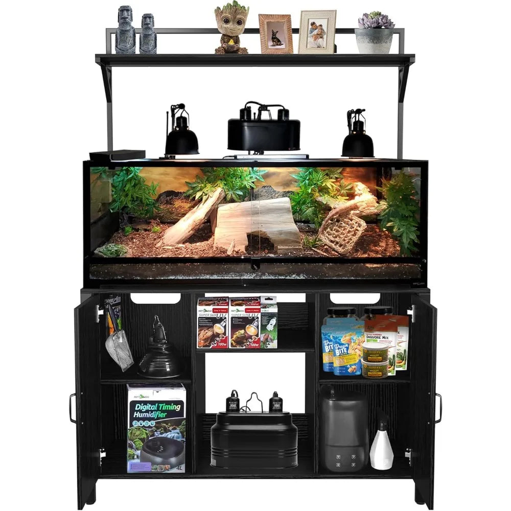 Reptile Tank Stand Stand with Cabinet for Accessories Storage