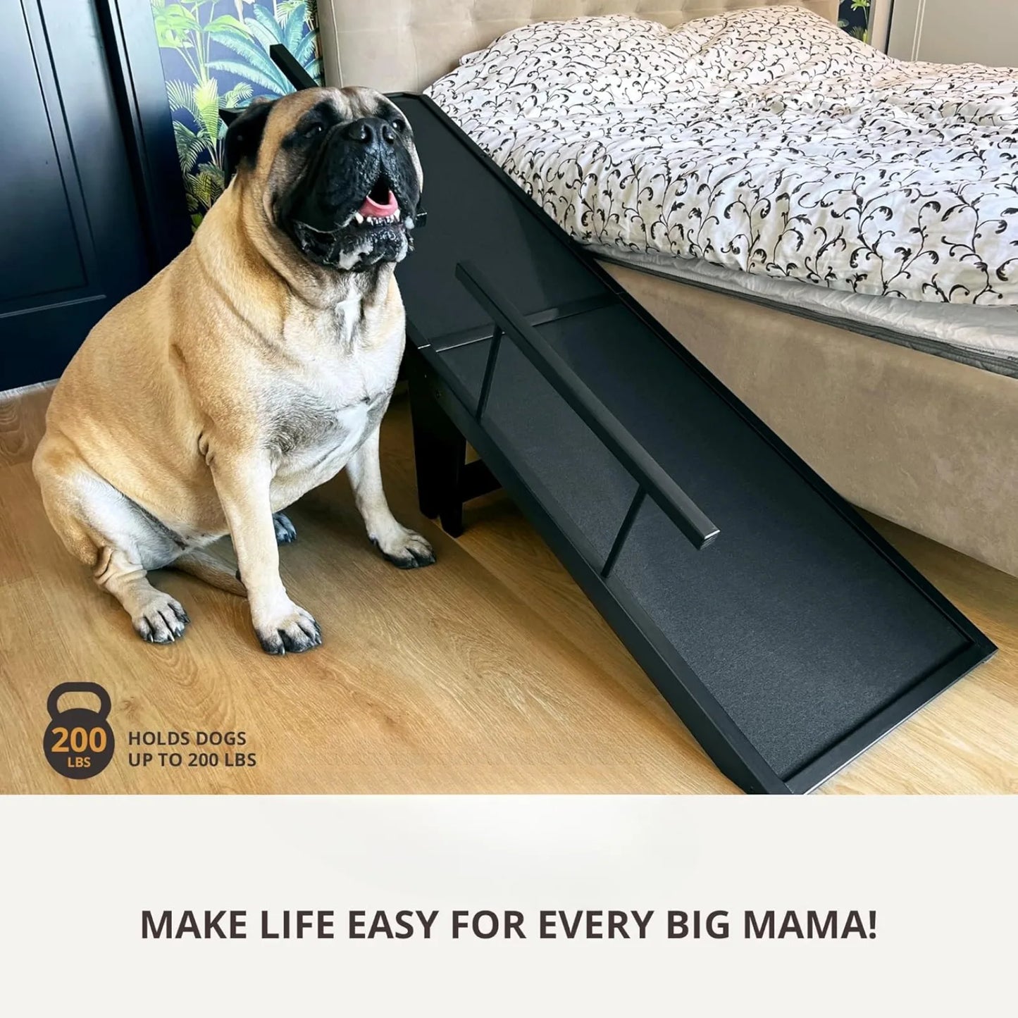 US Dog Ramp for Large Dogs, Wood, Black - 200 lbs Capacity