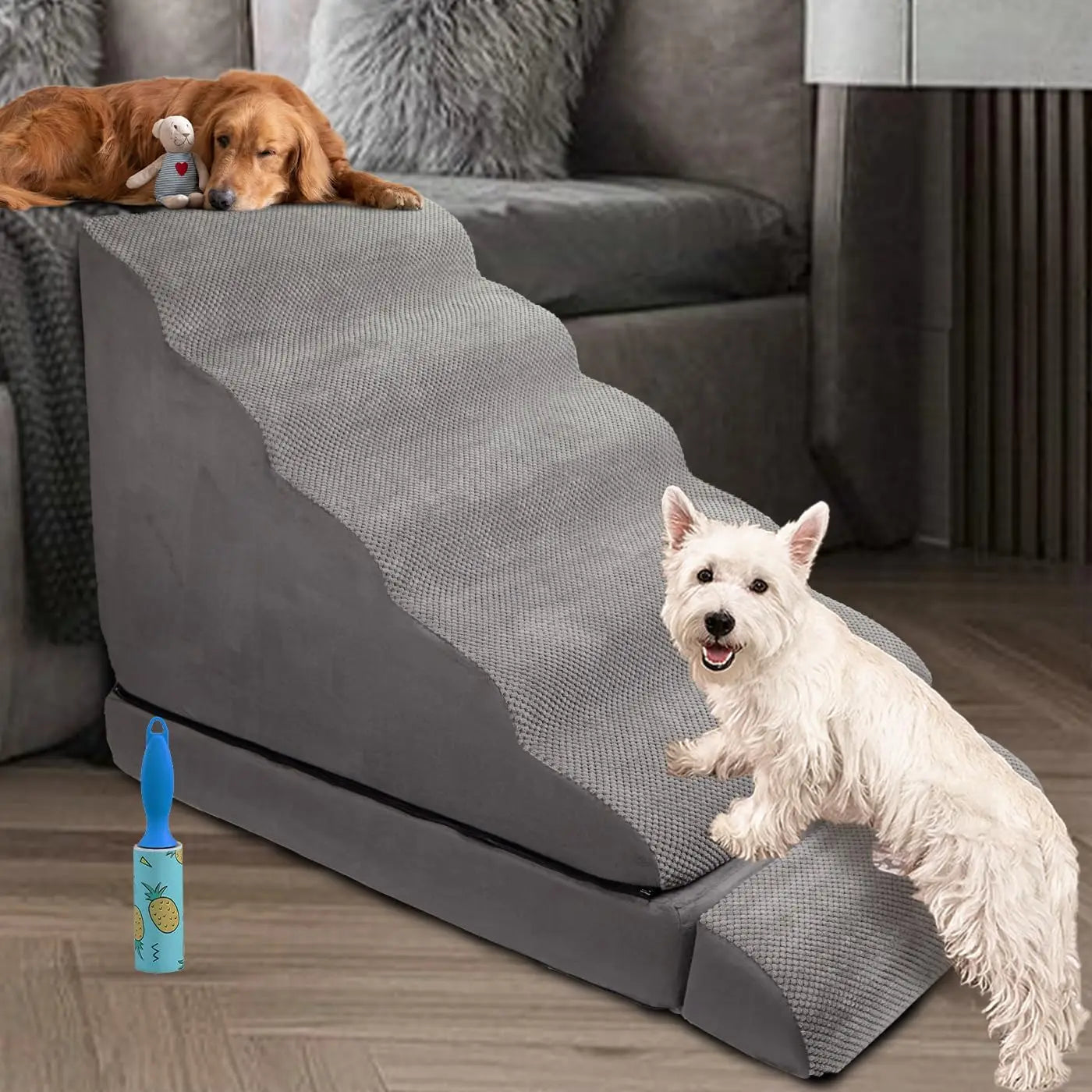 US 30 inch Foam Dog Stairs for High Beds