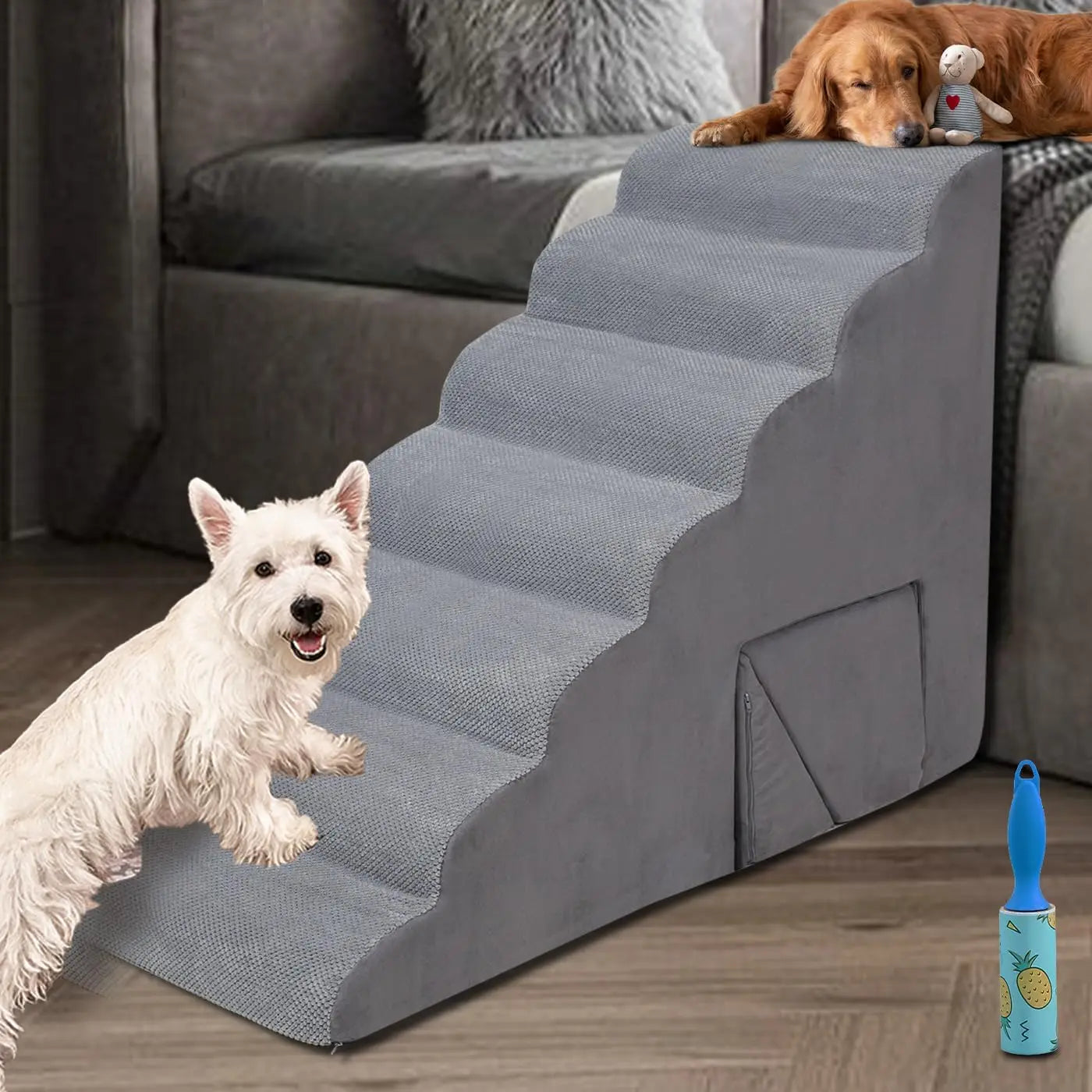 US 30 inch Foam Dog Stairs for High Beds