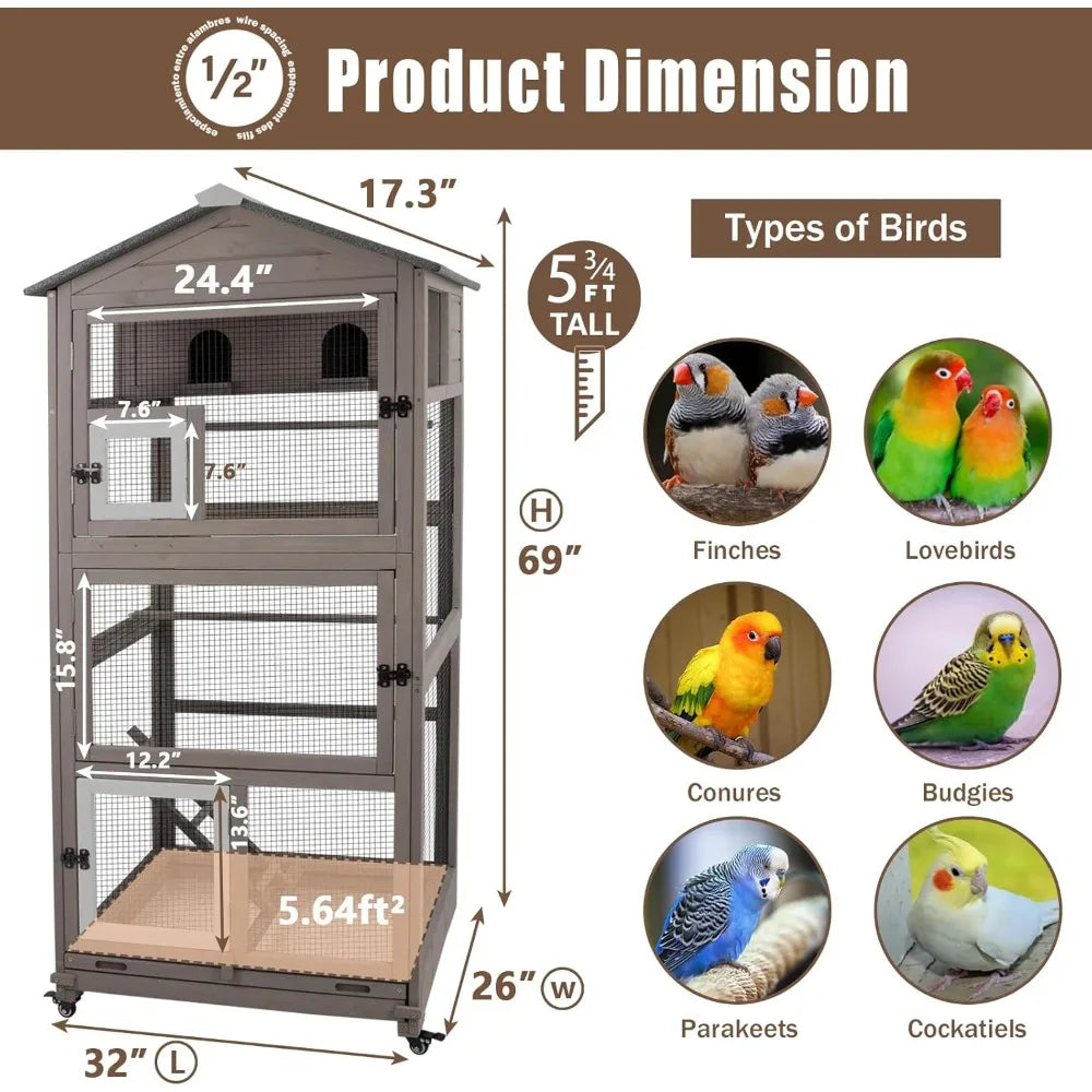 Flight Bird Cage Outdoor Large Wooden