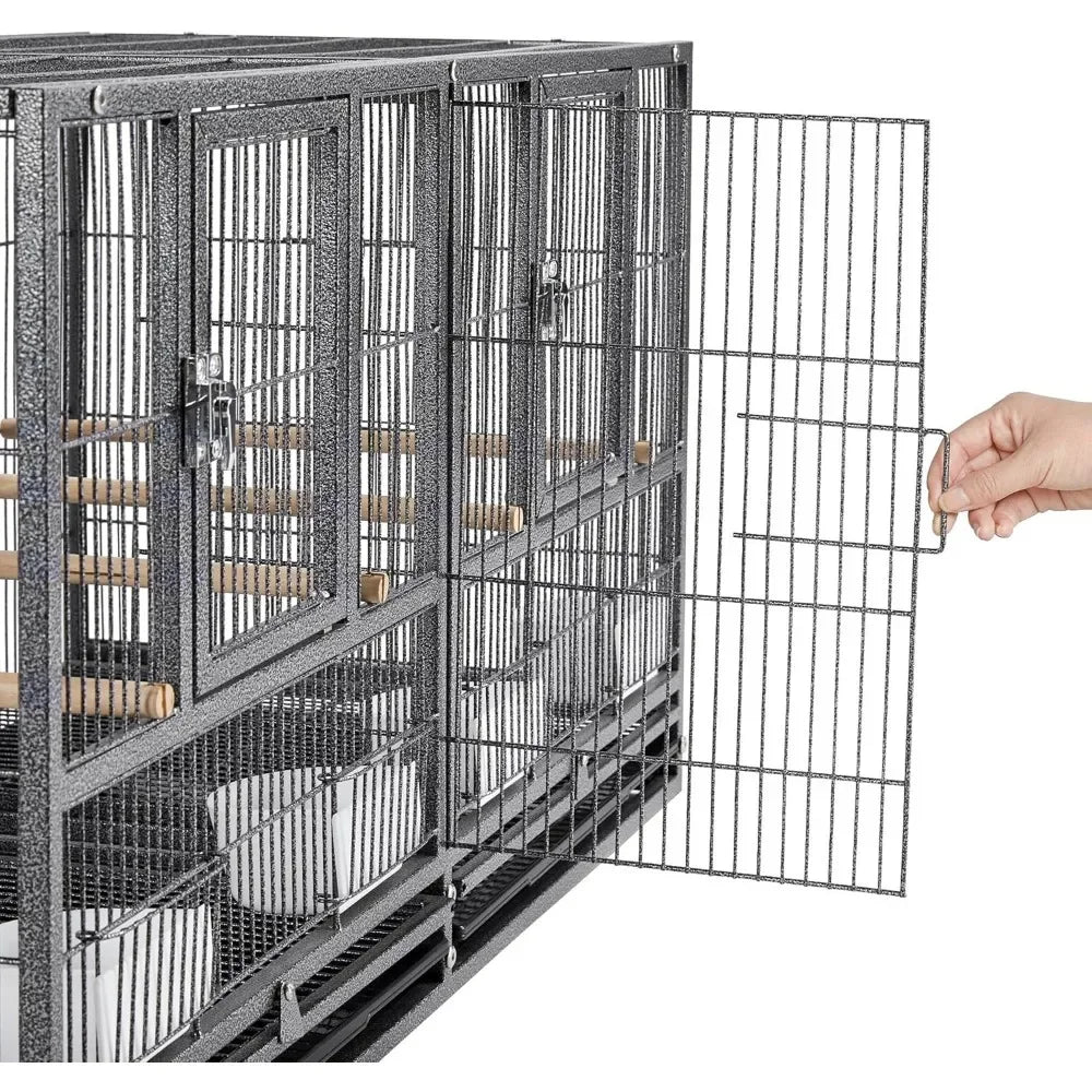 Stackable Bird Cage Divided Breeder Breeding Bird Cage Black