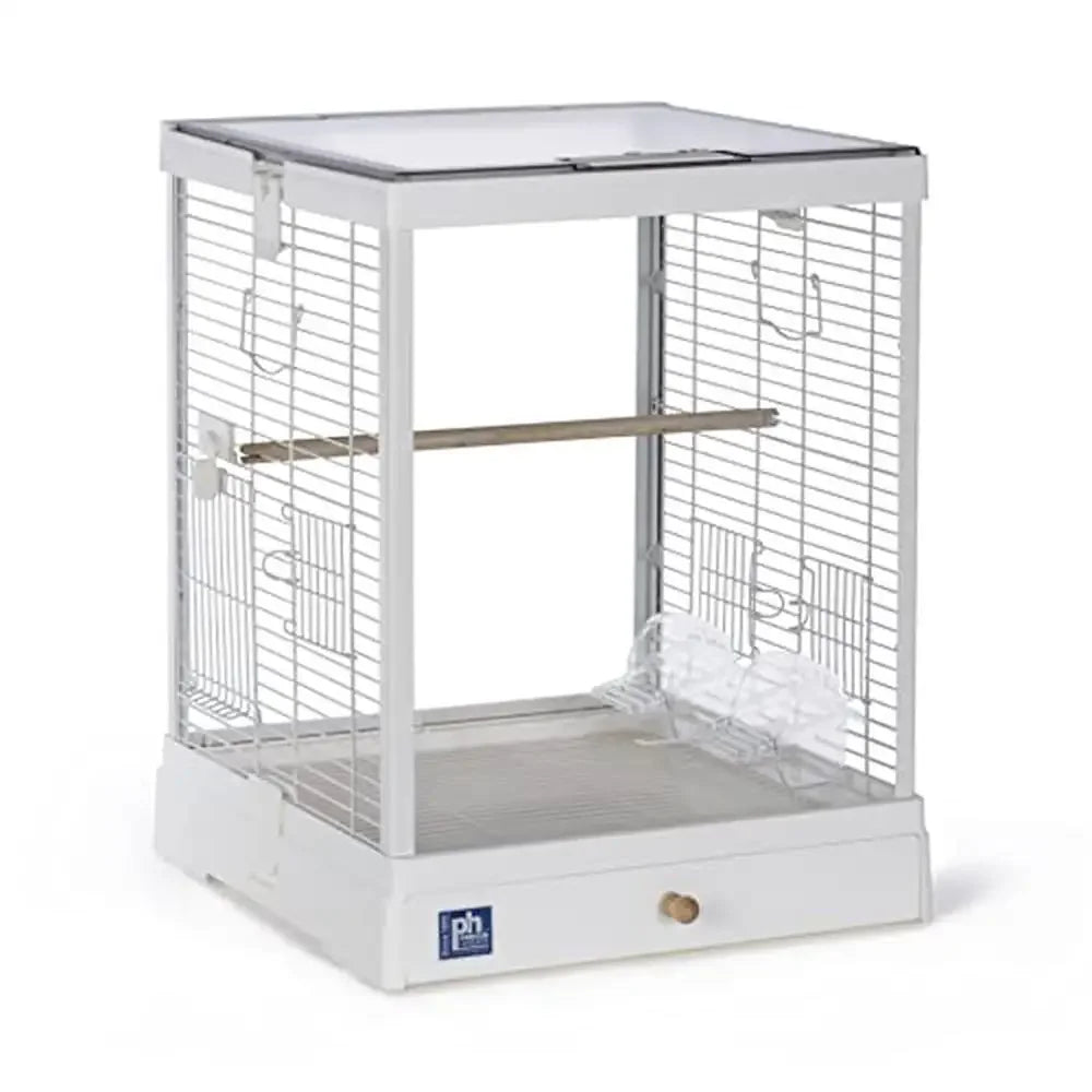 Glass Bird Cage Small Birds with Toy Hanger Ideal Tabletop