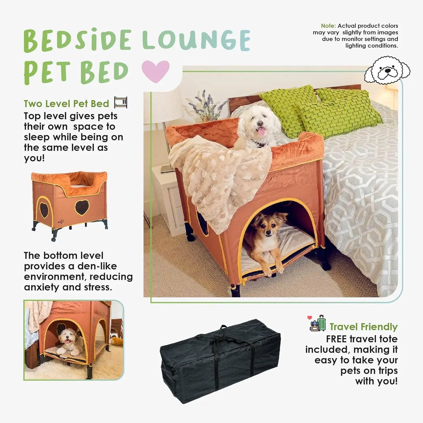 Bedside Lounge Pet Bed, Bunk Bed for Medium Size Pets