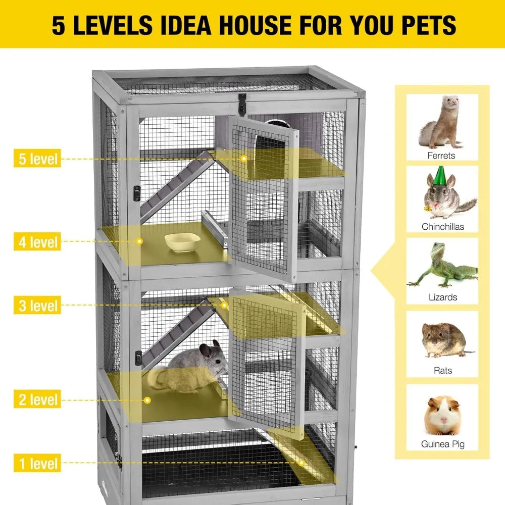 Ferret Cage Chinchilla Cage for Rat,Lizard,Squirrel, Chameleon,Gerbils and Other Small Animals
