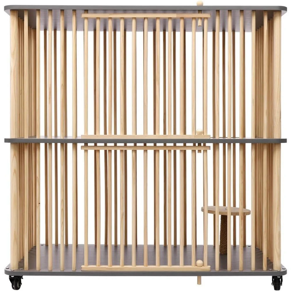 2 Tiers Cat House Crate with Scratching Post