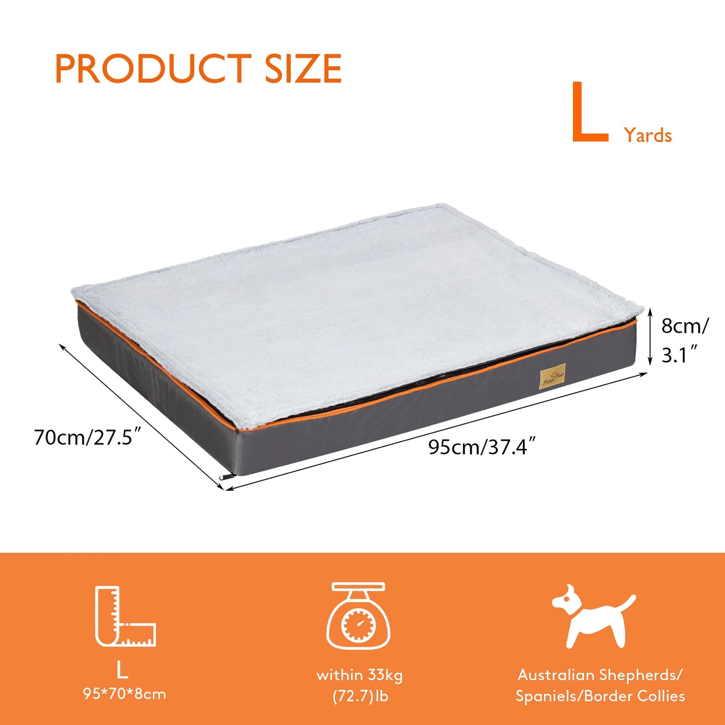 Large Padded Orthopedic Dog Bed with Washable Cover