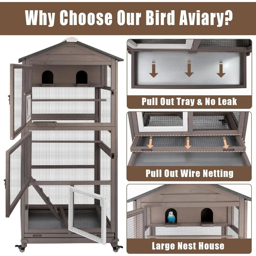 Flight Bird Cage Outdoor Large Wooden