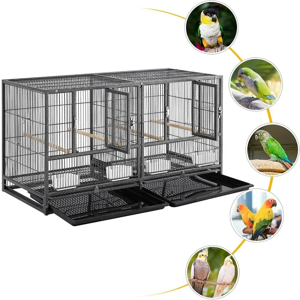 Stackable Bird Cage Divided Breeder Breeding Bird Cage Black