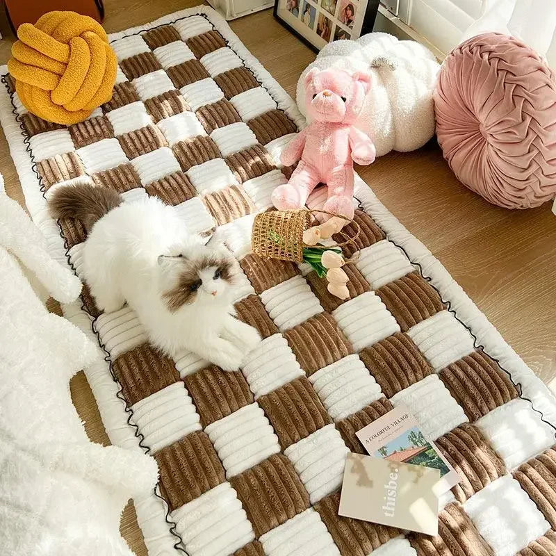 Plaid Pattern Pet Bed, Soft Comfortable Pet Mat, for Cats & Dogs, Cat Bed