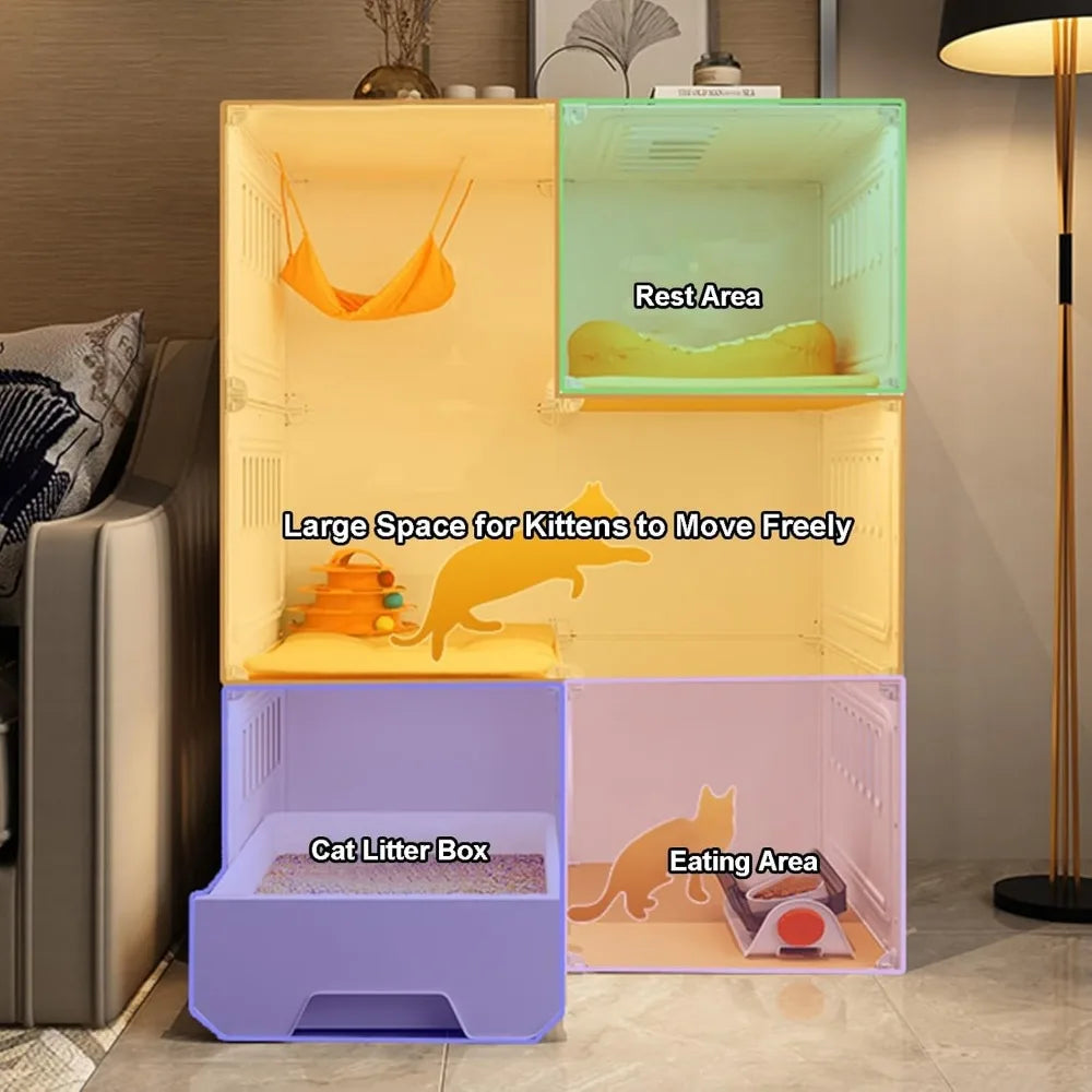 Cat Cages Indoor with Litter Box,
