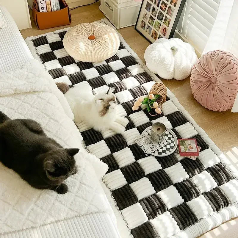 Plaid Pattern Pet Bed, Soft Comfortable Pet Mat, for Cats & Dogs, Cat Bed