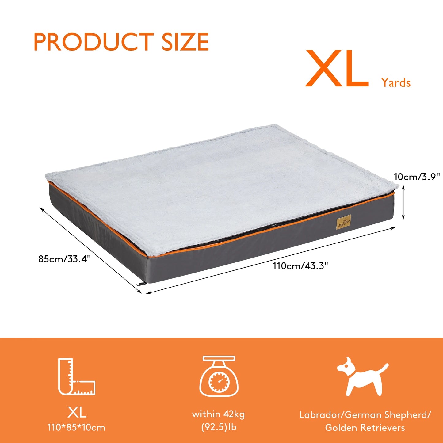 Large Padded Orthopedic Dog Bed with Washable Cover