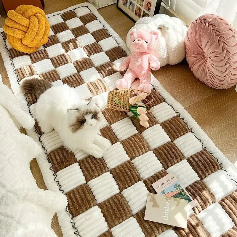 Plaid Pattern Pet Bed, Soft Comfortable Pet Mat, for Cats & Dogs, Cat Bed