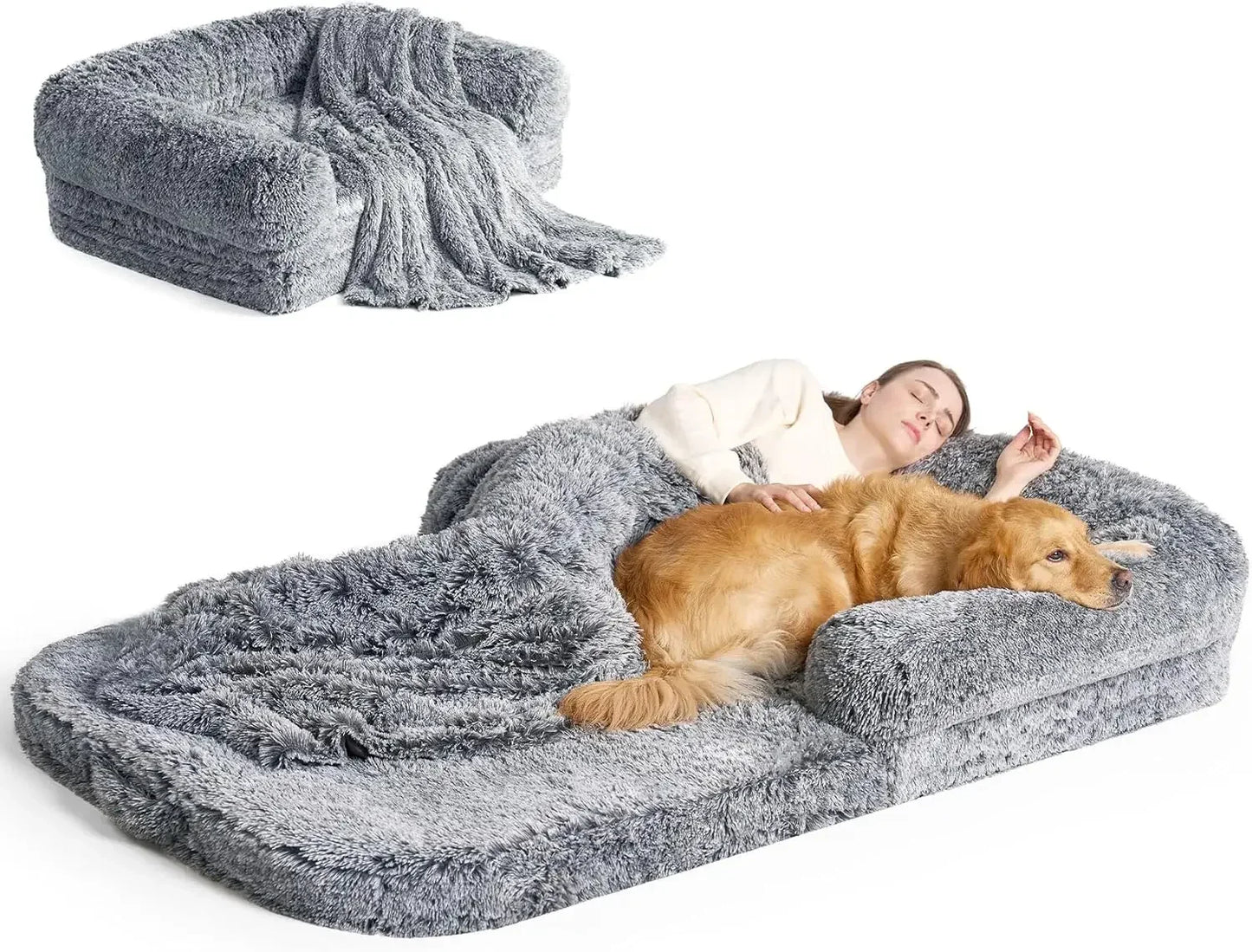 Foldable Human Dog Bed for Adult, Orthopedic Memory Foam Bed