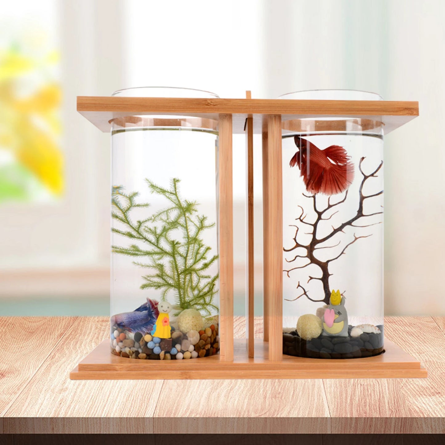 Mini Fish DIY Tank Creative Bamboo and Wood