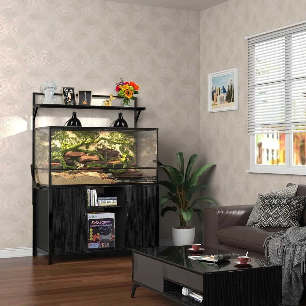 Reptile Tank Stand Stand with Cabinet for Accessories Storage