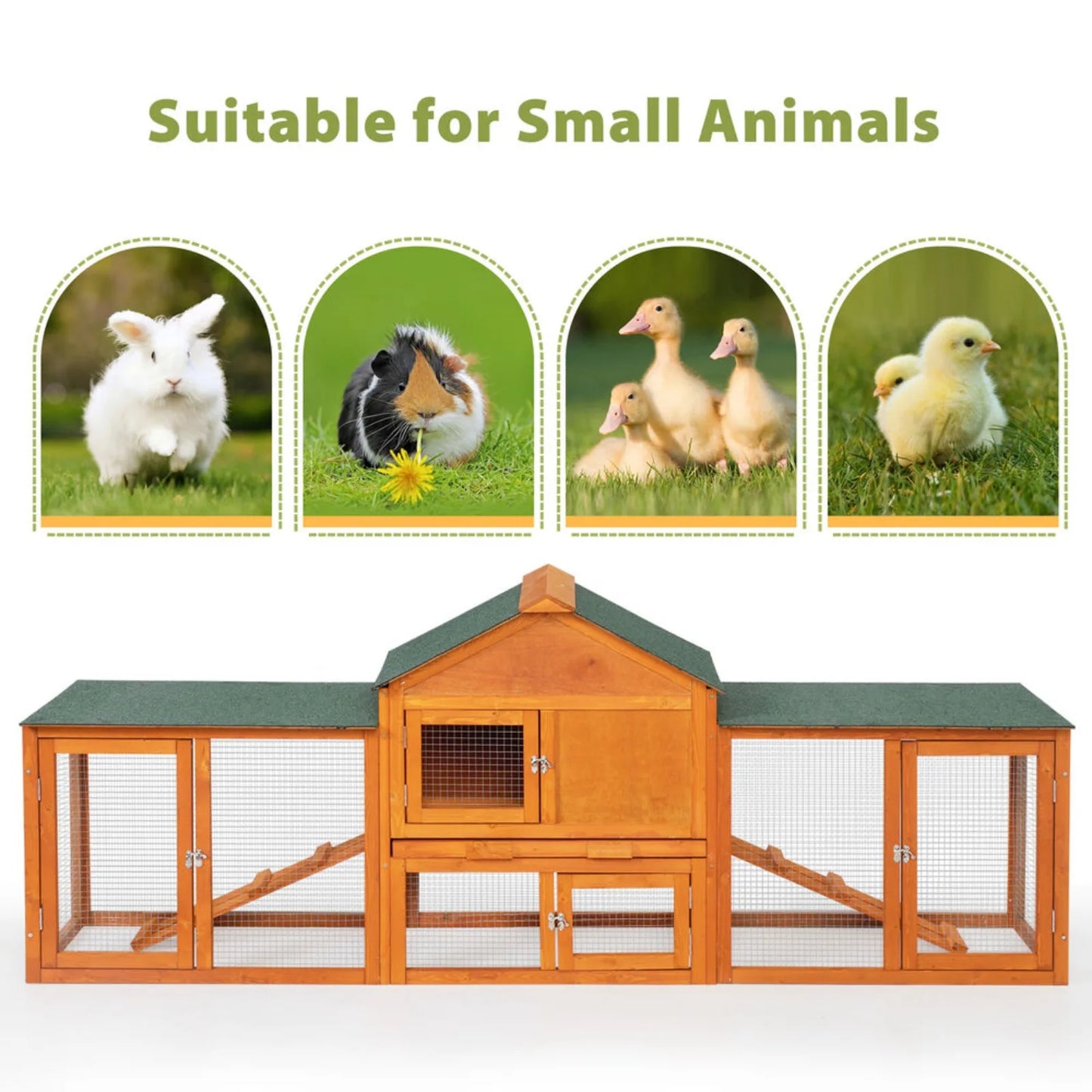 84" Rabbit Hutch Chicken Coop Wooden