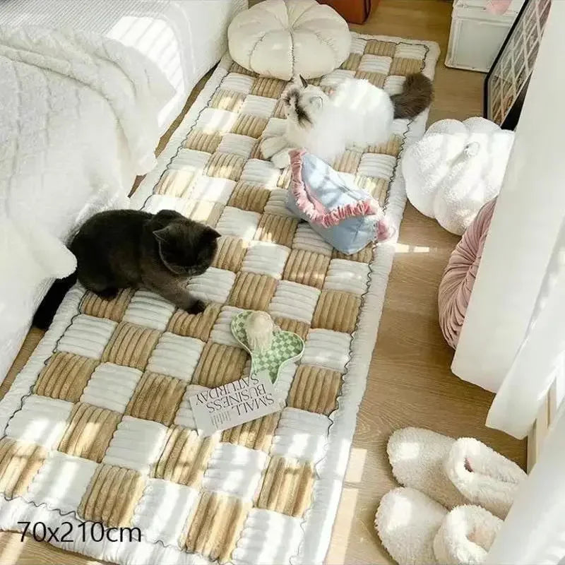 Plaid Pattern Pet Bed, Soft Comfortable Pet Mat, for Cats & Dogs, Cat Bed