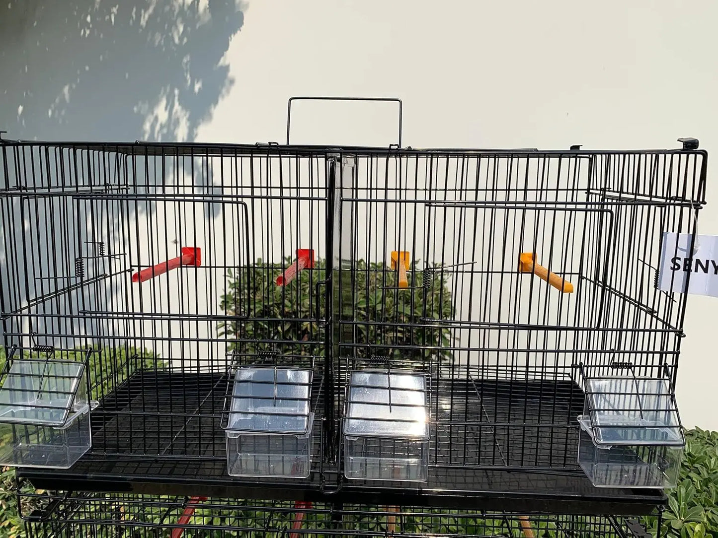 Set of 4 Stackable Breeding Bird Cage Small Birds (Black)