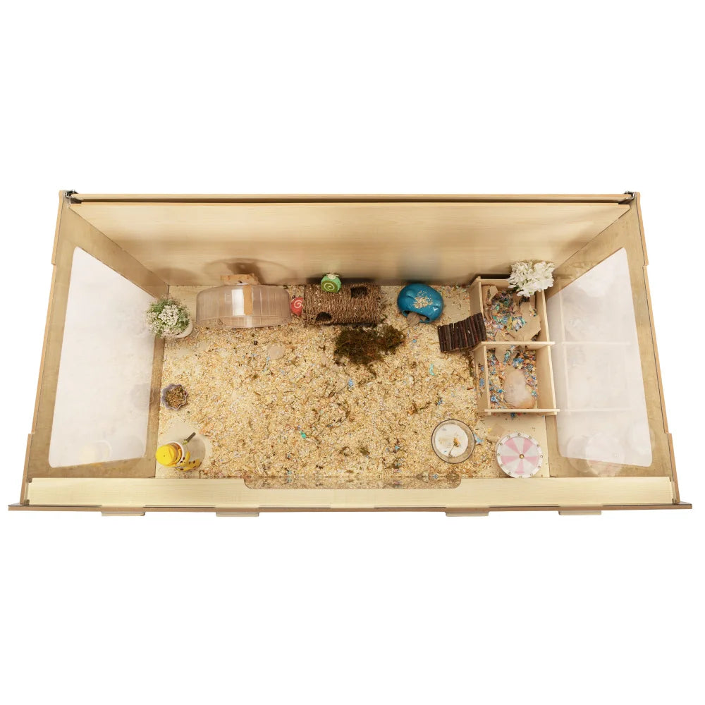 Wooden Hamster Cage Small Animals House Acrylic Hutch