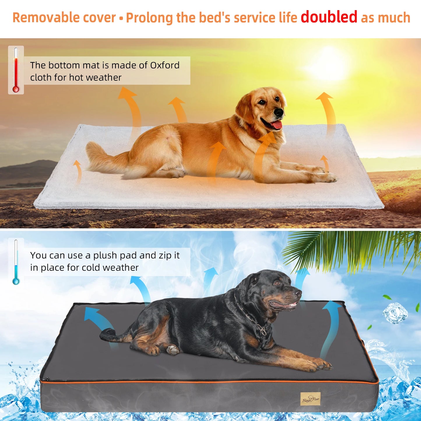 Large Padded Orthopedic Dog Bed with Washable Cover