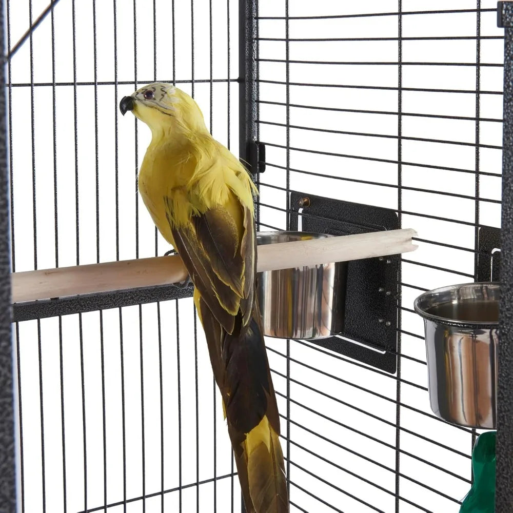Large Bird Cages Parrot Cage Wide Flight Metal Animal Cage for Budgie Parakeet Conure with Rolling Stand Wheels