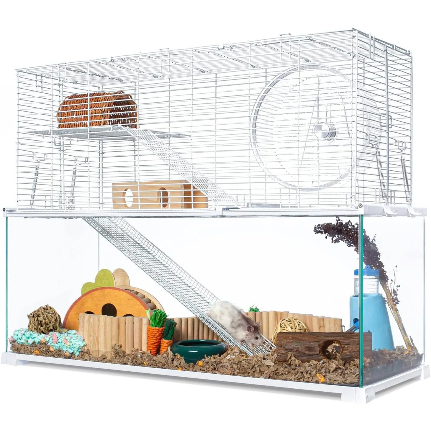 US 3 Tiers Large Hamster Cages, Glass Hamster Cage