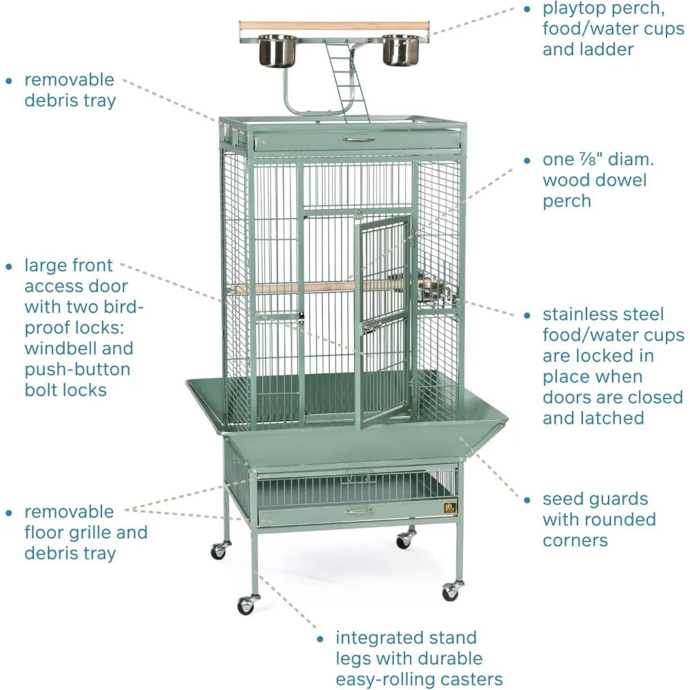 Select Bird Cage 3152SAGE Sage Green, 24-Inch by 20-Inch by 60-Inch