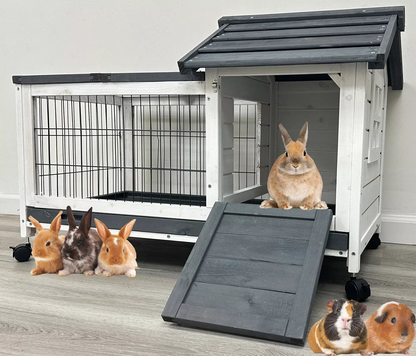 US Large Classic Wooden In/Outdoor Guinea Pig House
