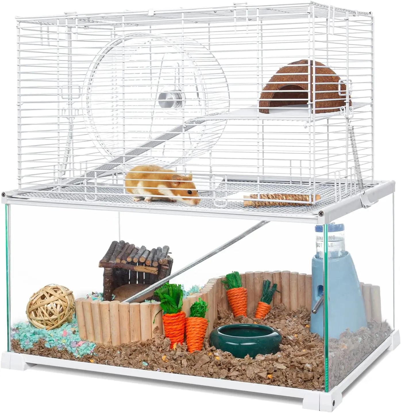 US 3 Tiers Large Hamster Cages, Glass Hamster Cage