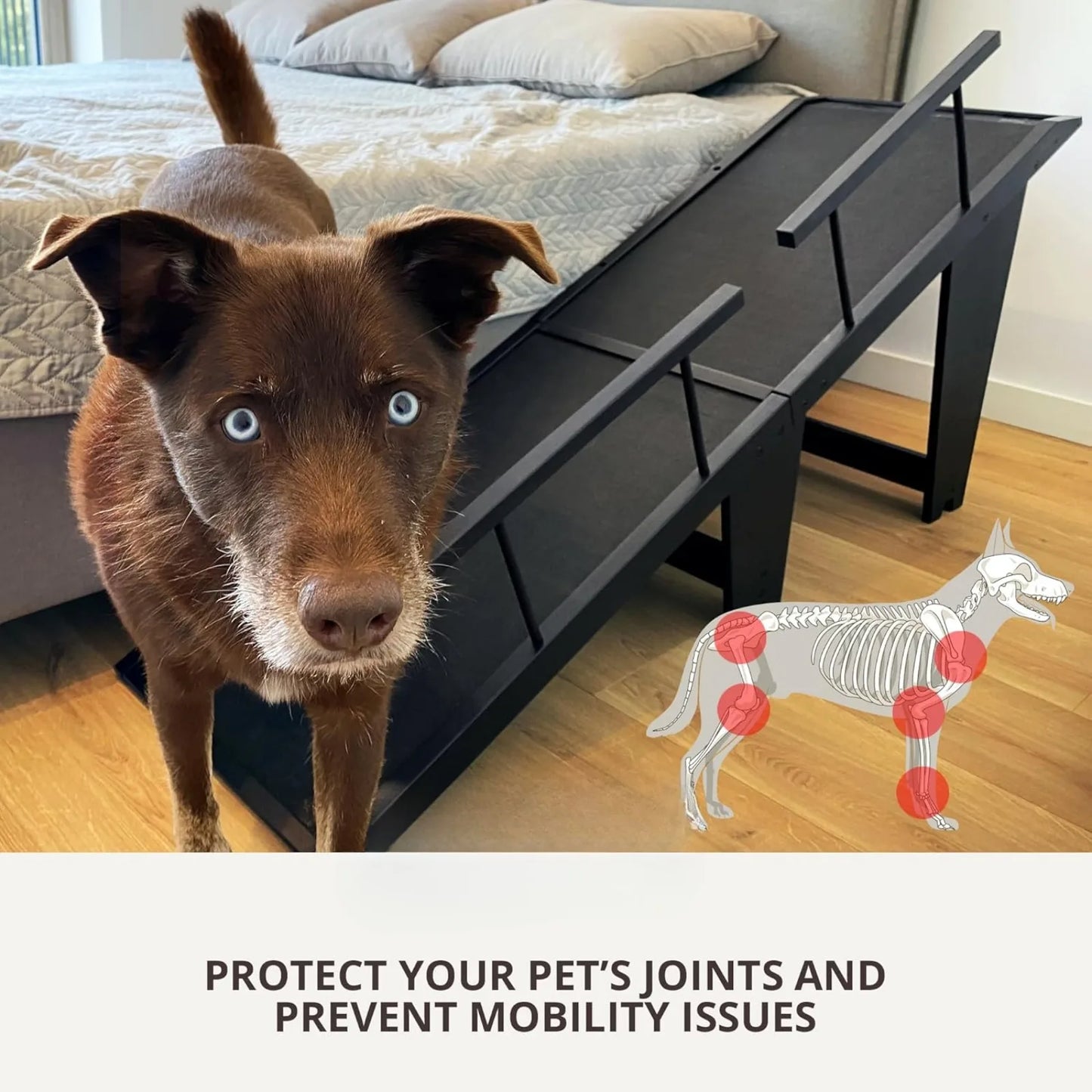 US Dog Ramp for Large Dogs, Wood, Black - 200 lbs Capacity