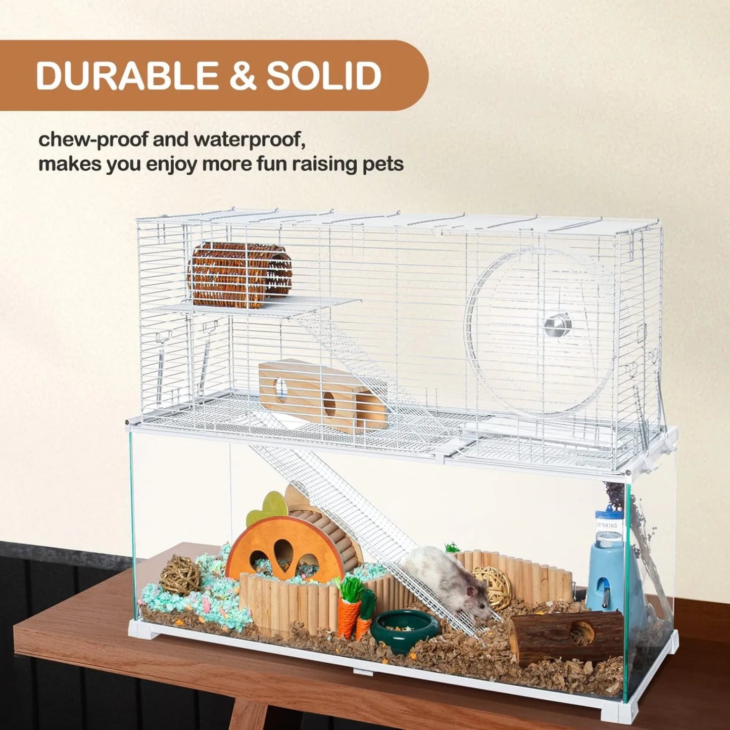 US 3 Tiers Large Hamster Cages, Glass Hamster Cage