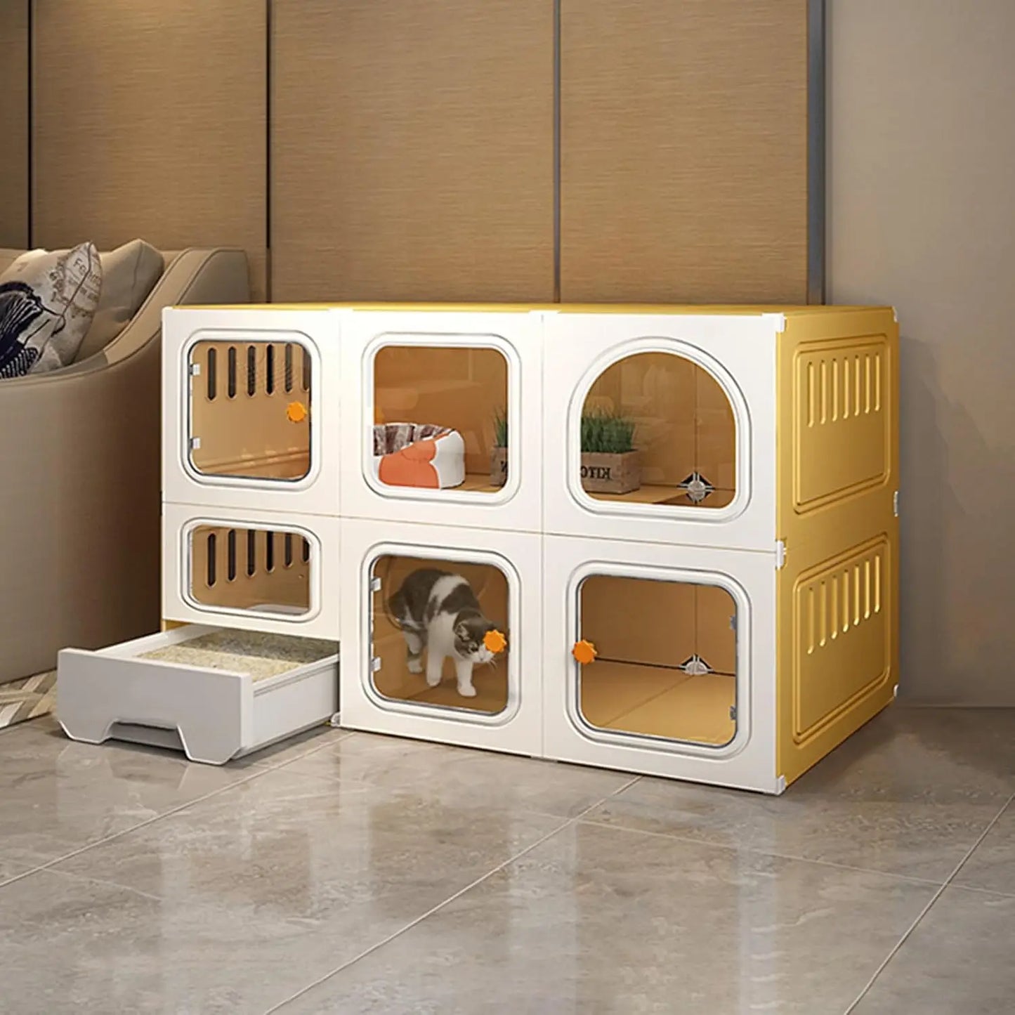Cat Cages Indoor with Litter Box,