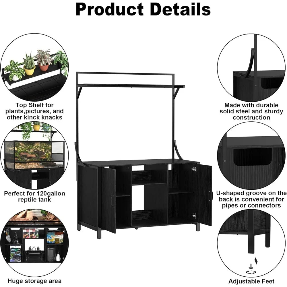 Reptile Tank Stand Stand with Cabinet for Accessories Storage