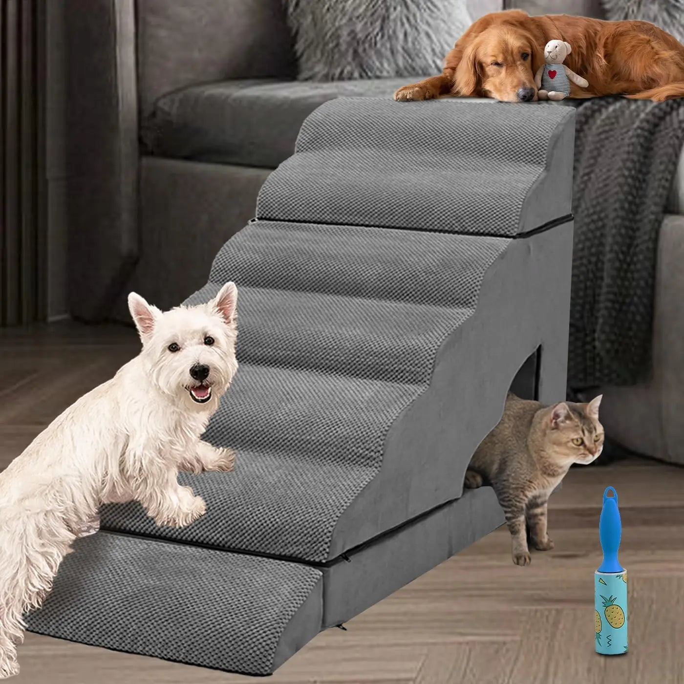 US 30 inch Foam Dog Stairs for High Beds